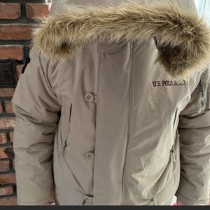 Men’s US Polo Ass.  Fur hooded parka jacket.